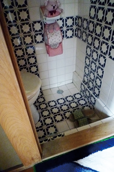 階段下で狭いトイレ。